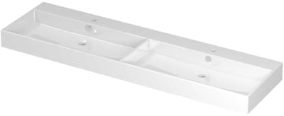 INK Unlimited Wastafel Porselein Dubbel met 2 Kraangaten - 1600x450x110 mm - Glans Wit