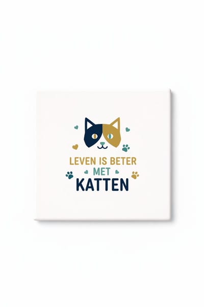 Schattige “Leven Is Beter Met Katten” Keramische Tegel – Minimalistische Kattenliefhebber Quote Tegel – Cadeau Wanddecoratie voor Dierenliefhebbers
