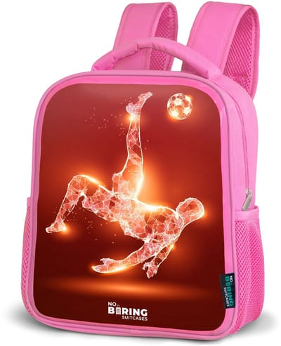 NoBoringSuitcases.com® - Rugzak roze - Schooltas meisjes - Rood gloeiende voetballer in actie - Kinder rugtas meisje - Boekentas kind - Kinderrugzak voor school - Schoolrugzak