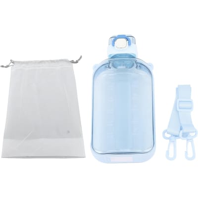 Platte Waterfles 750ml PC Transparant Lekdicht Draagbaar Slank Sportwaterfles met Schaal en blauw