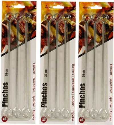 Arte R -BBQ/barbecue spiezen/vleespennen - 24x - metaal - 25 cm