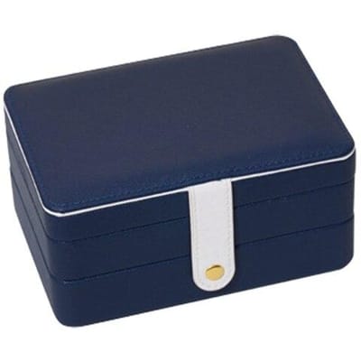 Oorbel Ketting Rechthoek Reizen Duurzaam Armband Thuis Solide Draagbaar Desktop Sieradendoos Display Ringen Cadeau 3 Lagen donkerblauwe kleur
