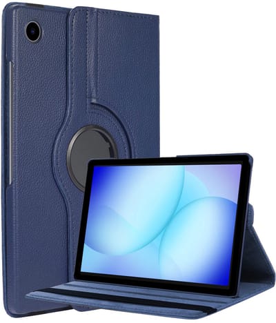 Hoesje - Geschikt voor Samsung Galaxy Tab A11 Plus / A9 Plus - 360 Graden Hoes - Draaibare Hard Cover Case - Tablethoes Draaibaar - Donkerblauw