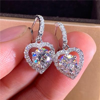 Trendy Hart Zirkonia Steen Druppeloorbellen Voor Vrouwen Schitterende Bruids Verloving Bruiloft Sieraden Elegante Vrouwelijke Hangende Oorbellen brown