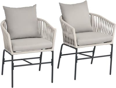 Outsunny tuinstoel - set van 2 stolen - met 4 kussens - staal - beige