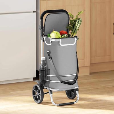 vidaXL - Winkelwagen - Grijs - 36,5 - x - 46,5 - x - 100,5 - cm - Oxford - stof