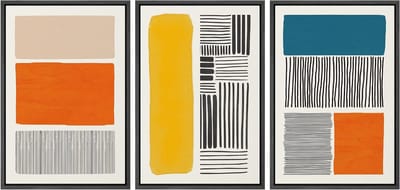 Canvas Muurkunst Set - Ingelijste Prints Abstract - Woonkamer Decoratie - Abstracte Kleurblokken - 16" x 24" x 3 Panels