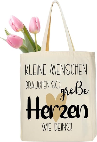 Katoenen canvas tote bag met print 35 x 42 x 8 cm - stoffen draagtas voor dames