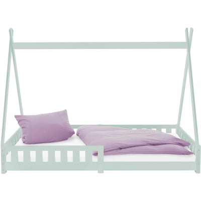 Kinderbed Tipi 90x200 cm mint gemaakt van grenenhout incl. matras H-10cm uitvalbescherming en lattenbodem ML design