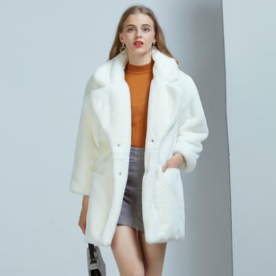 Nepbontjas Dames Winter Taille Lange mouw Kunstmatige slanke nertsbontjassen Dikke warme jas XS