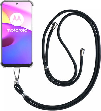 Telefoonhoesje Geschikt voor Motorola Moto E30 / E40 Transparant ShockProof met Afneembaar Universeel Telefoonkoord - Cover Case Siliconen ShockProof with Lanyard - Smartphonica geschikt voor Motorola Moto E30;Motorola Moto E40