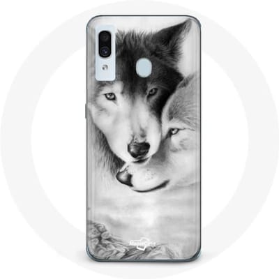 Coque pour Samsung Galaxy A20 Loup Duo animaux