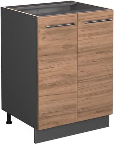 Vicco Base cabinet kitchen, Fame-Line, goldkraft oak/anthracite, 60 cm, without worktop