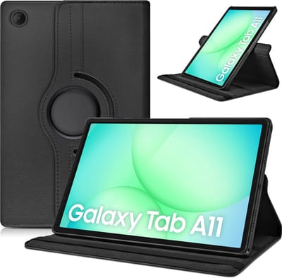 Arara Hoes Geschikt voor Samsung Galaxy Tab A11 - 360° draaibaar - tablethoes - Zwart
