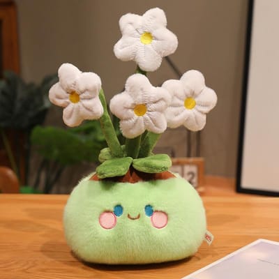 33cm Cartoon Bloem Potten Knuffelpop Groen Roze Narcis Perzikbloesem Plant Knuffelspeelgoed Huisdecoratie Cadeau Voor Kinderen about 33cm