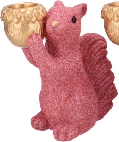 JINGLE PINK SQUIRREL STANDING 15X9X16CM