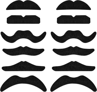 Neppetjes voor Baard en Snor - 12 Delige Set Zelfklevende Nepsnorren voor Feestdagen, Verkleedpartijen en Kledingaccessoires (6 Verschillende Stijlen)
