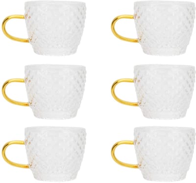 ZEYNOMAX- Glazen Koffiekop - Set van 6 - Hoogwaardig Borosilicaatglas - Isolerende Drinkglazen - Koffiemok voor Latte/Thee - 6,5x5,5 cm - Theekop