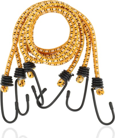 Snelbinder -Touwen 80 cm - 3 Stuks Okergeel - Elastische Band Ø10 mm met 6 Haken touw met haak