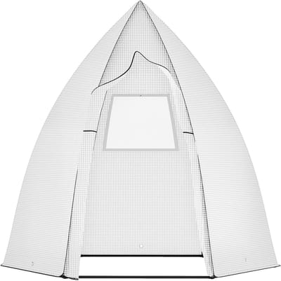 Killogood Mini winterkas met oprolbare deur - geschikt voor planten - tuin - balkon en winterbescherming - wit - 160 x 140 x 180 cm
