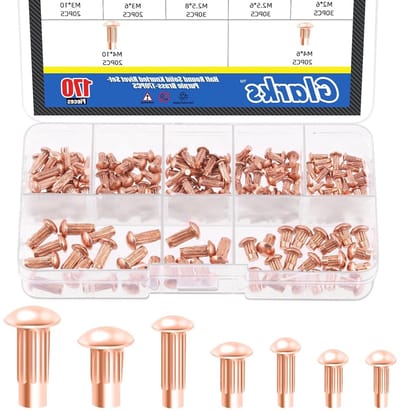 170-delige Serrated Stem Set met Sterke Rivit, M2 M2.5 M3 M4 Halfronde Kop, Robuuste Rivit Set met Opbergdoos voor Thuis en Buiten, Handgereedschap en Doe-Het-Zelf Projecten