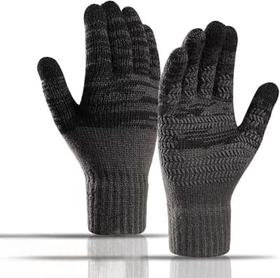 Grote maat herenhandschoenen gebreid – warme thermische handschoenen met touchscreen en antislip grip – zachte, elastische rijhandschoenen voor herfst, winter, koud weer en buiten