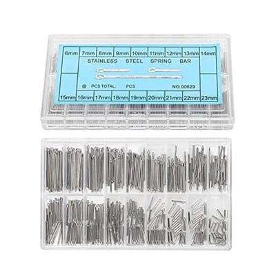 Dailygoods- Horloge Band Link Splitpen Assortiment - Horloge Pins RVS - Reparatie Kit 6-23mm - Transparante Opbergdoos - Hoogwaardige Kwaliteit - Horloge Reparatieset