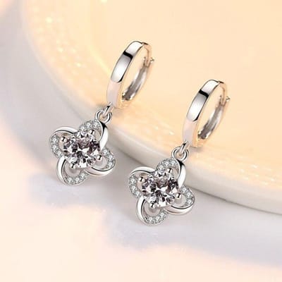 Boucles d'oreilles pendantes en argent sterling 925 pour femmes, motif fleur éternelle, haute qualité, zircone cubique, cadeau idéal