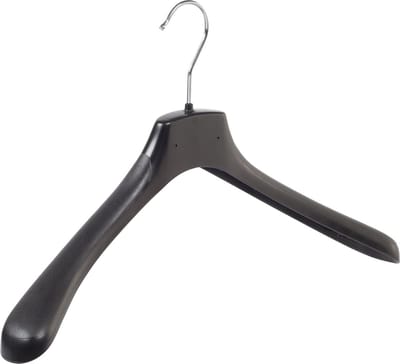 De Kledinghanger Gigant - Mantelhanger - Kostuumhanger - Jassenhanger - Volwassenen - HZ45 - 50 Stuks - Kunststof - Zwart - Gebogen Model - Schouderverbreding 4,8 cm - 45 cm - Kledinghanger - Kleerhanger - HZ-Serie (HZ45_00/50)