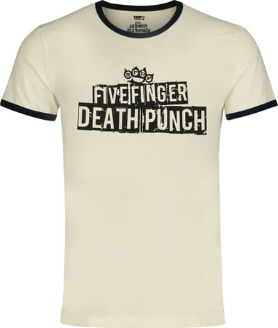 Five Finger Death Punch Logo - Ringer Shirt Heren T-shirt - gebroken wit - S