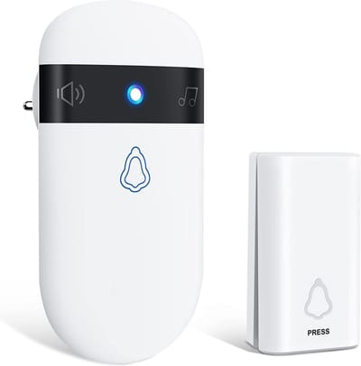 Draadloze Deurbel - Wit - Waterdicht IP55 - Batterijloze Deurbel met 52 Melodieën en 5 Volumeniveaus - Voor Buiten