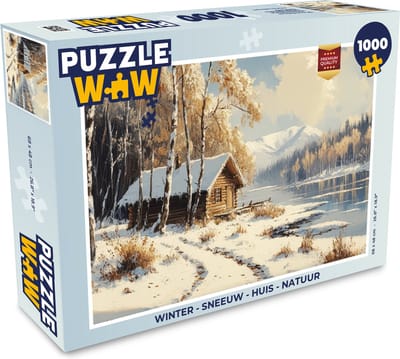 Puzzel Winter - Sneeuw - Huis - Natuur - Legpuzzel - Puzzel 1000 stukjes volwassenen