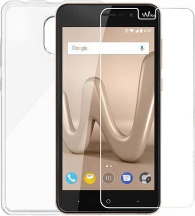 Bigben Connected, Hoesje geschikt voor Wiko Lenny 5 - Set met Screenprotector, Transparant zwart