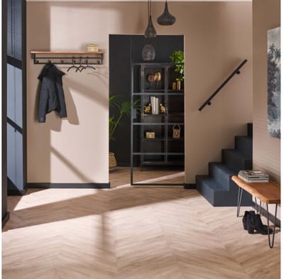 Kapstok custom 6 haken hoedenplank - Massief acacia naturel