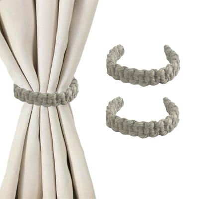Gordijnstrikken - 2 stuks - 25*2cm - Gevlochten gordijnstrikken - Gordijnclips van henneptouw - Gordijnstrikken voor de woonkamer - Gordijnstrikken van grof linnen - Geschikt voor thuis, buiten, slaapkamer, kantoor