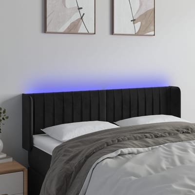 vidaXL - Hoofdbord - LED - 147x16x78/88 - cm - fluweel - zwart