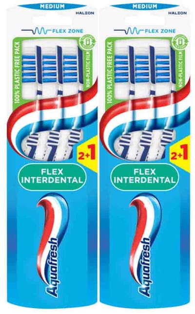 Aquafresh Tandenborstel Flex Interdental Medium - 2 x 3 stuks - Voordeelverpakking