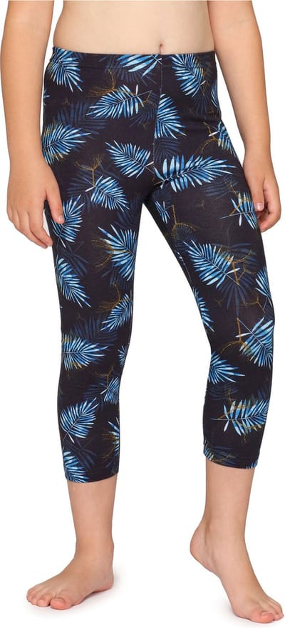 Merry Style Meisjes Leggings - Vrijetijdsbroek - Capri - Katoen - MS-MS10-405-LE - Marineblauw/Blauw Bladeren - 110