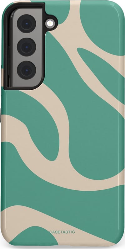 Casetastic hoesje geschikt voor Samsung Galaxy S22 - Dubbellaagse bescherming - Zand Groene Vlaktes - Fashion Case - Saliegroen Zand