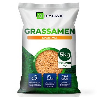 KADAX sportgazon, 200 m², speelgazon, zaadmengsel, graszaad, gazonmengsel, effectief zaad, gras, gazonzaadmengsel (5 kg)