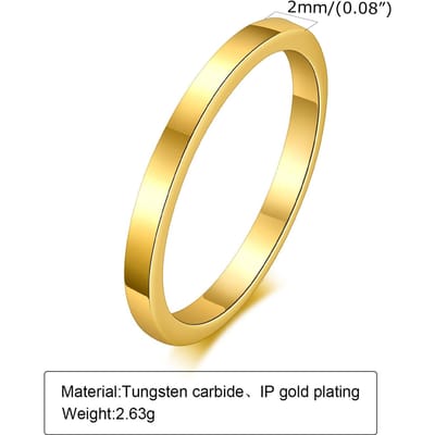 Vnox 2/4/6/8mm Wolfraam Ring voor Mannen Vrouwen, Basis Eenvoudige Gouden Kleur Trouwring, Krasbestendige Minimalistische Ring 9 beige