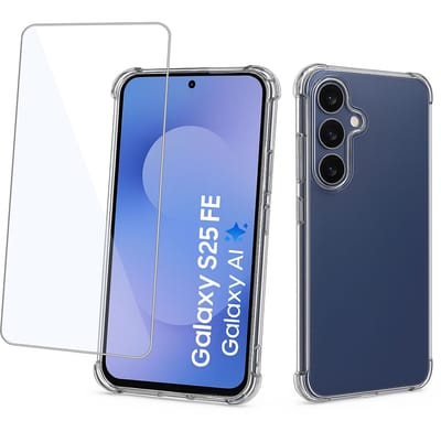 ChiGuard Hoesje & Screenprotector geschikt voor Samsung Galaxy S25 FE Hoesje Screenprotector - Gehard Glas Cover + Shock Proof Case - Transparant