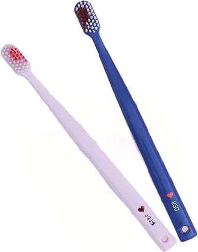 Handtandenborstels Set - Zachte Borstels - Dagelijkse Mondhygiëne - Diepe Reiniging - 2 Stuks - Roze en Blauw