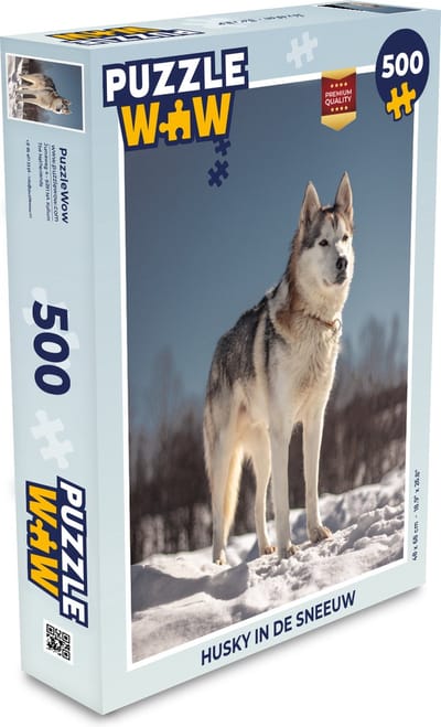 Puzzel Husky in de sneeuw - Legpuzzel - Puzzel 500 stukjes