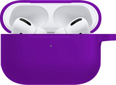 Hoesje - Geschikt voor Apple Airpods Pro - met Clip - Siliconen Hoes - Silicone Case Cover - Paars