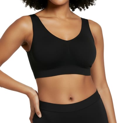Comfort BH zonder beugel - Maat S - Zwart - Met uitneembare bh vulling - Extra comfortabele Sport BH - Zwangerschaps bh - Beugelloze bh - met push up - Magic bra - met pads