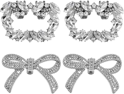 MTTproducts- Accessoires voor Schoenen - 2 Paar - Hoge Hakken - Strass - Zilverkleurig - Milieuvriendelijke Legering - 4 Stuks - Schoendecoratie