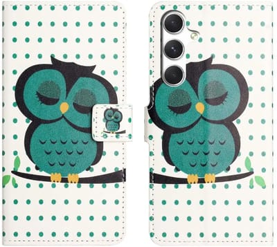 Hoesje Geschikt voor Samsung Galaxy A57 | Portemonnee Book Case | Beschermhoes | Magneet Sluiting | Uil Print