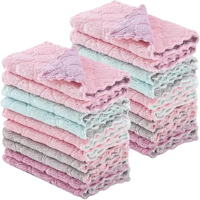 1/5/10 stuks Microvezeldoek Absorberende Keuken Schoonmaakdoek Niet-klevend Olie Afwasdoek Doeken Servetten Tafelgerei Huishoudelijke Schoonmaak 1pcs gray