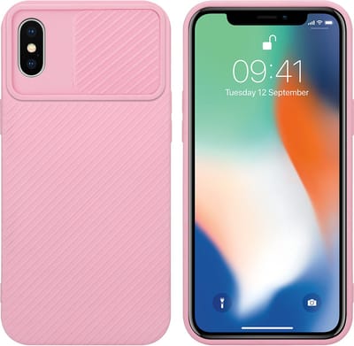 Cadorabo Hoesje geschikt voor Apple iPhone X / XS in Bonbon Roze - Beschermhoes van flexibel TPU-silicone Case Cover en met camerabescherming